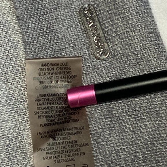 Calvin Klein Cowl Neck Hi Low Knit Tunic Sweater Long Sleeve Swirl Grey White L - Picture 12 of 12